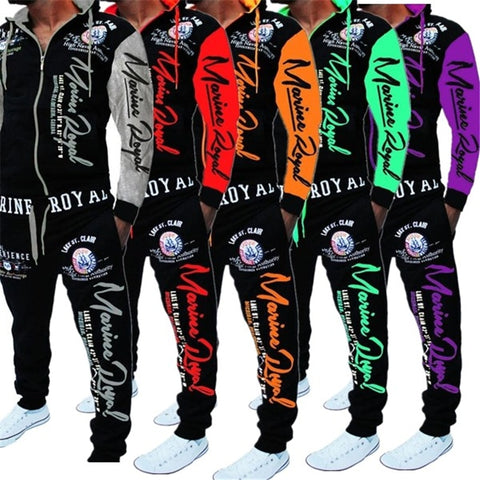 ZOGAA Mens Matching Set Two Piece Set Men Sweatsuit Casual Sportswear Hoodies Sweatshirt and Pants Sets Letter Printed Tracksuit - RELEVAZA