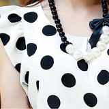 Fashion Women Polka Dots Casual Chiffon Blouse Short Sleeve T-shirt Summer Tops - RELEVAZA