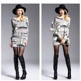 plus size tops print pullover women's sweater long design top dress loose basic knitted sweater High quality HX08 - RELEVAZA