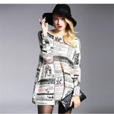 plus size tops print pullover women's sweater long design top dress loose basic knitted sweater High quality HX08 - RELEVAZA