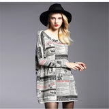 plus size tops print pullover women's sweater long design top dress loose basic knitted sweater High quality HX08 - RELEVAZA