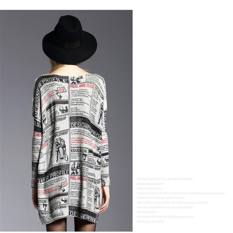 plus size tops print pullover women's sweater long design top dress loose basic knitted sweater High quality HX08 - RELEVAZA