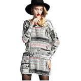 plus size tops print pullover women's sweater long design top dress loose basic knitted sweater High quality HX08 - RELEVAZA