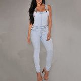 Women Washed Jeans Denim Casual Hole Loose Jumpsuit Romper Overall Bib Pants - RELEVAZA