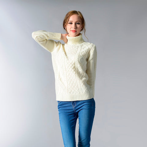 Eternal Show Turtleneck Women Sweaters And Pullovers Loose Female Sweater Knitted Stripe Pull Winter Women Tops 70N0469 - RELEVAZA