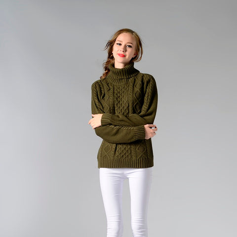 Eternal Show Turtleneck Women Sweaters And Pullovers Loose Female Sweater Knitted Stripe Pull Winter Women Tops 70N0469 - RELEVAZA