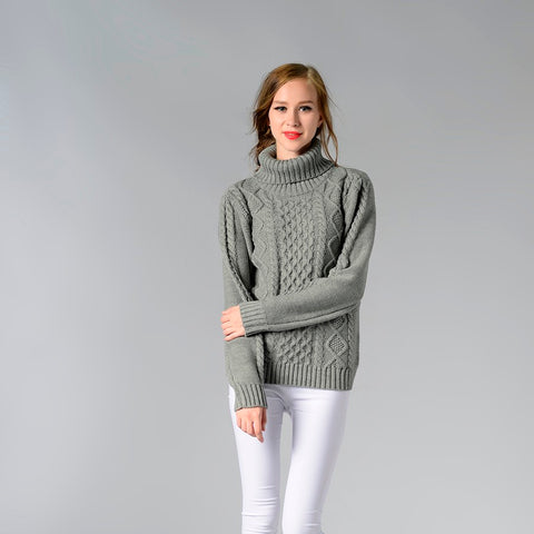 Eternal Show Turtleneck Women Sweaters And Pullovers Loose Female Sweater Knitted Stripe Pull Winter Women Tops 70N0469 - RELEVAZA