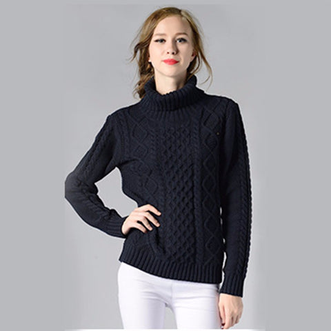Eternal Show Turtleneck Women Sweaters And Pullovers Loose Female Sweater Knitted Stripe Pull Winter Women Tops 70N0469 - RELEVAZA