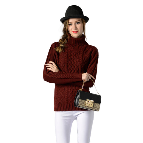 Eternal Show Turtleneck Women Sweaters And Pullovers Loose Female Sweater Knitted Stripe Pull Winter Women Tops 70N0469 - RELEVAZA