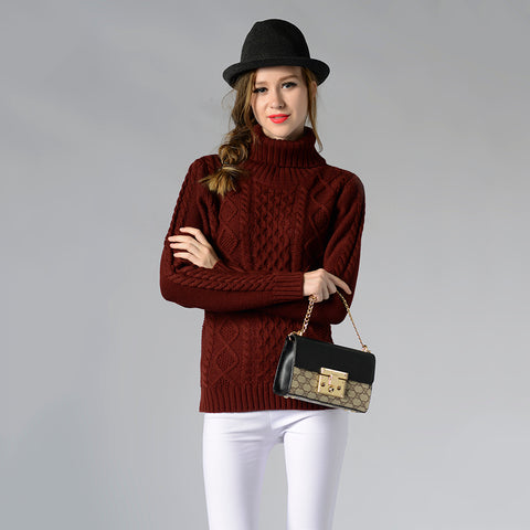 Eternal Show Turtleneck Women Sweaters And Pullovers Loose Female Sweater Knitted Stripe Pull Winter Women Tops 70N0469 - RELEVAZA