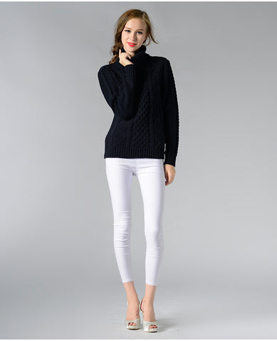Eternal Show Turtleneck Women Sweaters And Pullovers Loose Female Sweater Knitted Stripe Pull Winter Women Tops 70N0469 - RELEVAZA