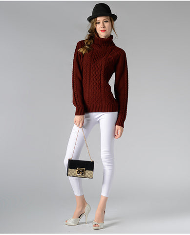 Eternal Show Turtleneck Women Sweaters And Pullovers Loose Female Sweater Knitted Stripe Pull Winter Women Tops 70N0469 - RELEVAZA