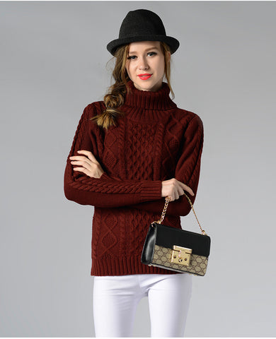 Eternal Show Turtleneck Women Sweaters And Pullovers Loose Female Sweater Knitted Stripe Pull Winter Women Tops 70N0469 - RELEVAZA