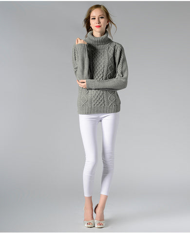 Eternal Show Turtleneck Women Sweaters And Pullovers Loose Female Sweater Knitted Stripe Pull Winter Women Tops 70N0469 - RELEVAZA