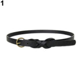Women's Vintage Simple Thin Waist Belt Metal Buckle Skinny Faux Leather Belt - RELEVAZA