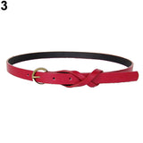 Women's Vintage Simple Thin Waist Belt Metal Buckle Skinny Faux Leather Belt - RELEVAZA