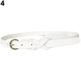 Women's Vintage Simple Thin Waist Belt Metal Buckle Skinny Faux Leather Belt - RELEVAZA