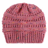 Fashion Colorful Lines Women Knitting Bun Ponytail Holder Hat Warm Beanie Cap - RELEVAZA