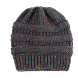 Fashion Colorful Lines Women Knitting Bun Ponytail Holder Hat Warm Beanie Cap - RELEVAZA