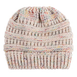 Fashion Colorful Lines Women Knitting Bun Ponytail Holder Hat Warm Beanie Cap - RELEVAZA