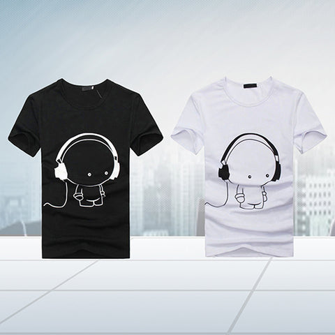 Men Summer Fashion Short Sleeve Cartoon Print T-Shirt Round Neck Slim Fit Top - RELEVAZA