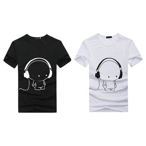 Men Summer Fashion Short Sleeve Cartoon Print T-Shirt Round Neck Slim Fit Top - RELEVAZA