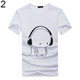 Men Summer Fashion Short Sleeve Cartoon Print T-Shirt Round Neck Slim Fit Top - RELEVAZA