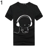Men Summer Fashion Short Sleeve Cartoon Print T-Shirt Round Neck Slim Fit Top - RELEVAZA