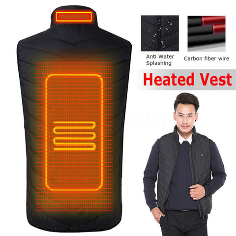Winter Men USB Electric Heated Warm Rechargeable Heating Vest Waistcoat Jacket - RELEVAZA