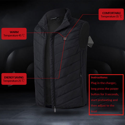 Winter Men USB Electric Heated Warm Rechargeable Heating Vest Waistcoat Jacket - RELEVAZA