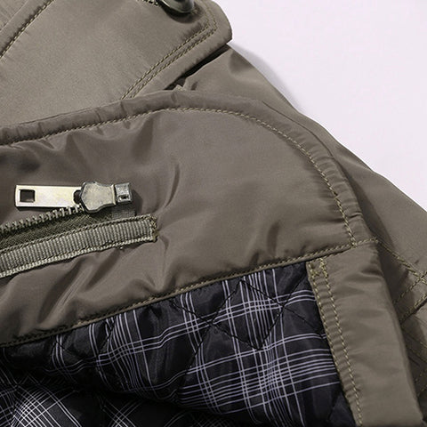Men Winter Casual Long Sleeve Stand Collar Outwear Thick Coat Warm Jacket - RELEVAZA