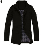 Men Winter Casual Long Sleeve Stand Collar Outwear Thick Coat Warm Jacket - RELEVAZA