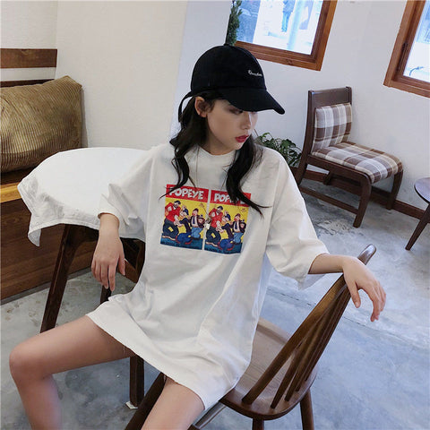 Cotton printed letter Slim short-sleeved T-shirt blouse - RELEVAZA