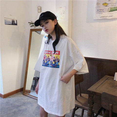 Cotton printed letter Slim short-sleeved T-shirt blouse - RELEVAZA