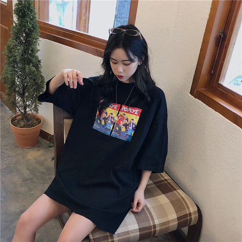 Cotton printed letter Slim short-sleeved T-shirt blouse - RELEVAZA