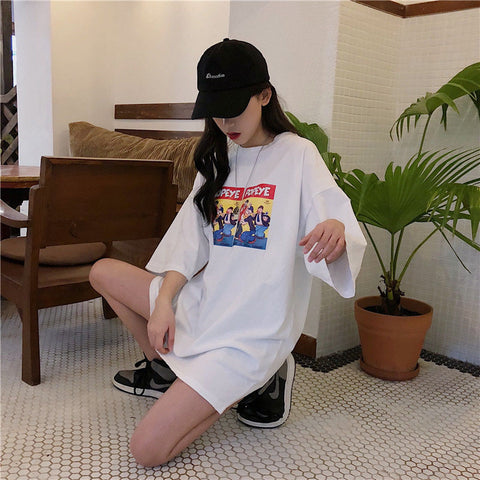 Cotton printed letter Slim short-sleeved T-shirt blouse - RELEVAZA