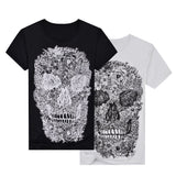 Punk Summer Men Tee Skull Head Print Crew Neck Short Sleeve T-Shirt Casual Top - RELEVAZA