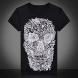 Punk Summer Men Tee Skull Head Print Crew Neck Short Sleeve T-Shirt Casual Top - RELEVAZA
