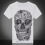 Punk Summer Men Tee Skull Head Print Crew Neck Short Sleeve T-Shirt Casual Top - RELEVAZA