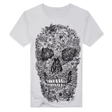 Punk Summer Men Tee Skull Head Print Crew Neck Short Sleeve T-Shirt Casual Top - RELEVAZA