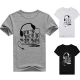Summer Men Top Tee Music Earphone Printed O-Neck Short Sleeve Breathable T-Shirt - RELEVAZA