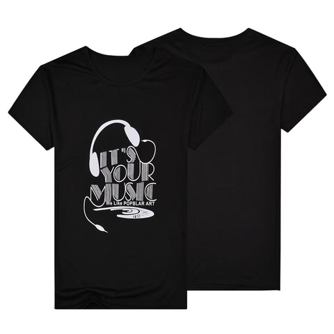 Summer Men Top Tee Music Earphone Printed O-Neck Short Sleeve Breathable T-Shirt - RELEVAZA