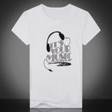 Summer Men Top Tee Music Earphone Printed O-Neck Short Sleeve Breathable T-Shirt - RELEVAZA
