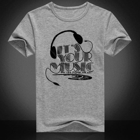 Summer Men Top Tee Music Earphone Printed O-Neck Short Sleeve Breathable T-Shirt - RELEVAZA