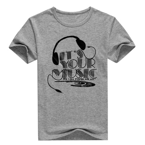 Summer Men Top Tee Music Earphone Printed O-Neck Short Sleeve Breathable T-Shirt - RELEVAZA