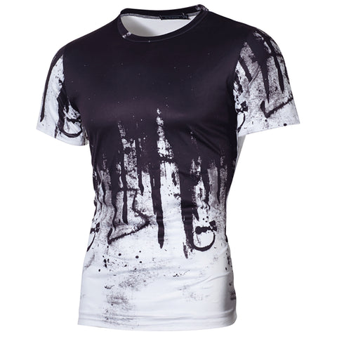 Fashion Sport Printed Round Neck Short Sleeve Men's Summer Slim Fit T-shirt Top - RELEVAZA