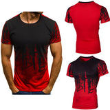 Fashion Sport Printed Round Neck Short Sleeve Men's Summer Slim Fit T-shirt Top - RELEVAZA