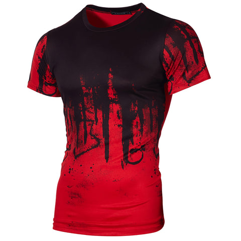 Fashion Sport Printed Round Neck Short Sleeve Men's Summer Slim Fit T-shirt Top - RELEVAZA