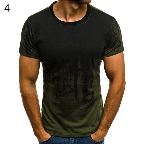 Fashion Sport Printed Round Neck Short Sleeve Men's Summer Slim Fit T-shirt Top - RELEVAZA