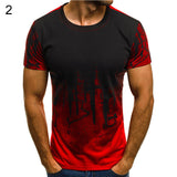 Fashion Sport Printed Round Neck Short Sleeve Men's Summer Slim Fit T-shirt Top - RELEVAZA